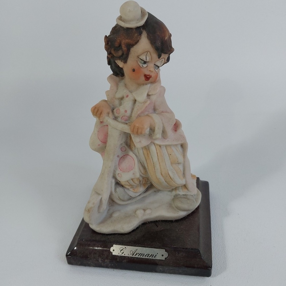 1987 G. Armani Porcelain‎ Cute Boy Clown Figurine With Scooter